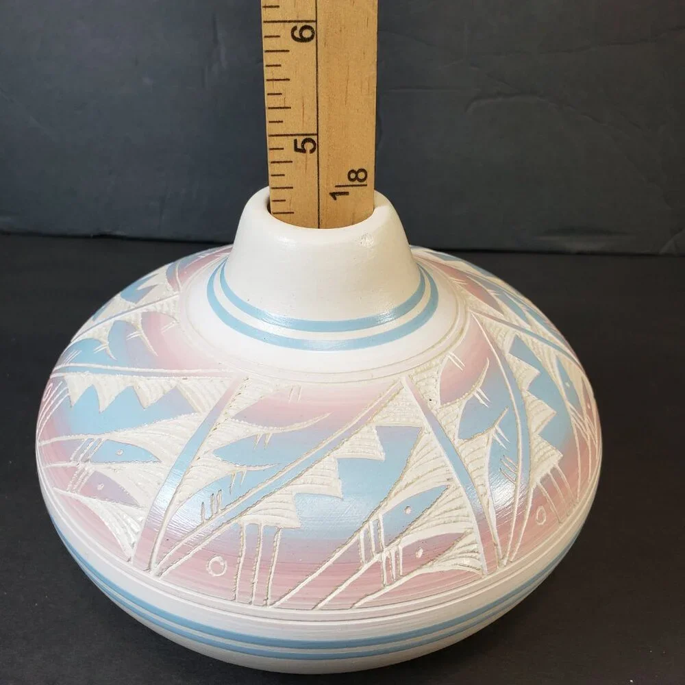 Vintage Hand Painted Hozoni Native American Pottery Vessel Vase 5